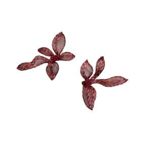 Handcrafted red flower pins 2 pieces